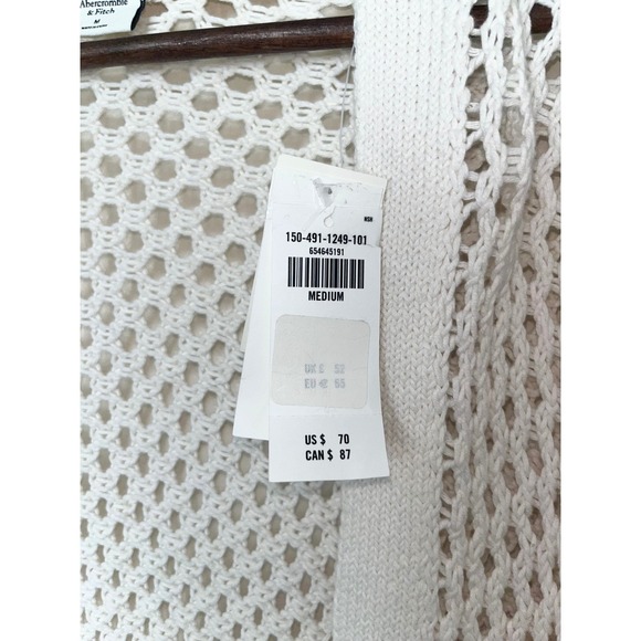 ABERCROMBIE & FITCH Crochet Open Front Knit Cardigan $70 Sweater NWT | Medium - Picture 4 of 14